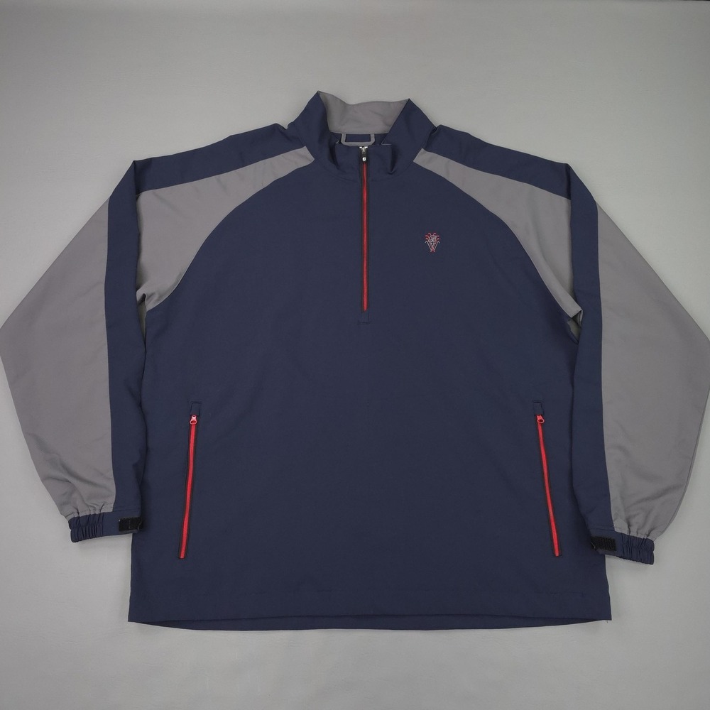 FootJoy Jacket Mens XL Blue Gray Colorblock 1/2 Zip Golf Windbreaker Pullover